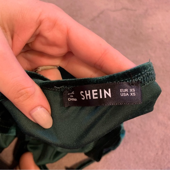 Shein | Emerald Green Velvet Mini Dress - Picture 5 of 8